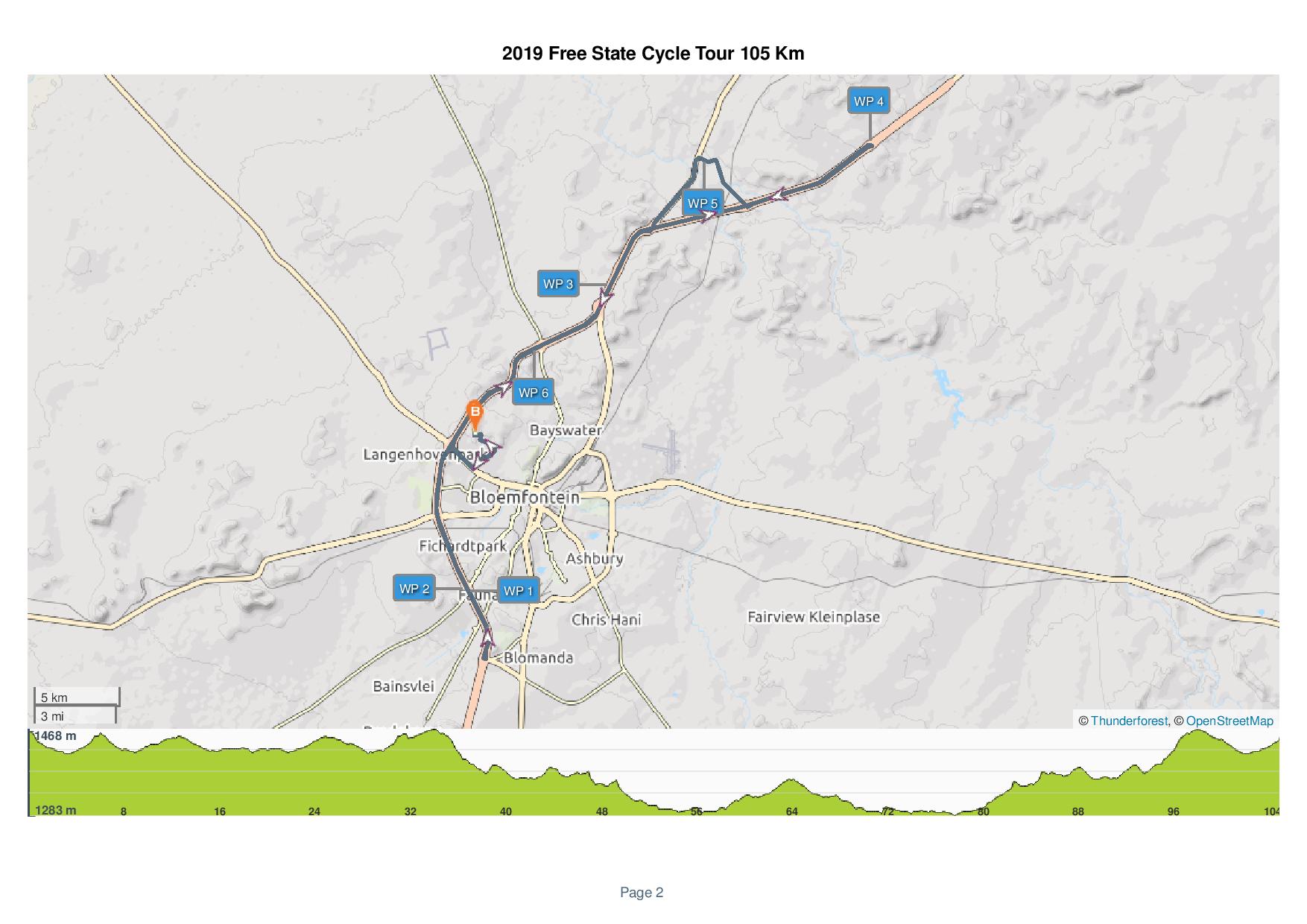 105 km route map